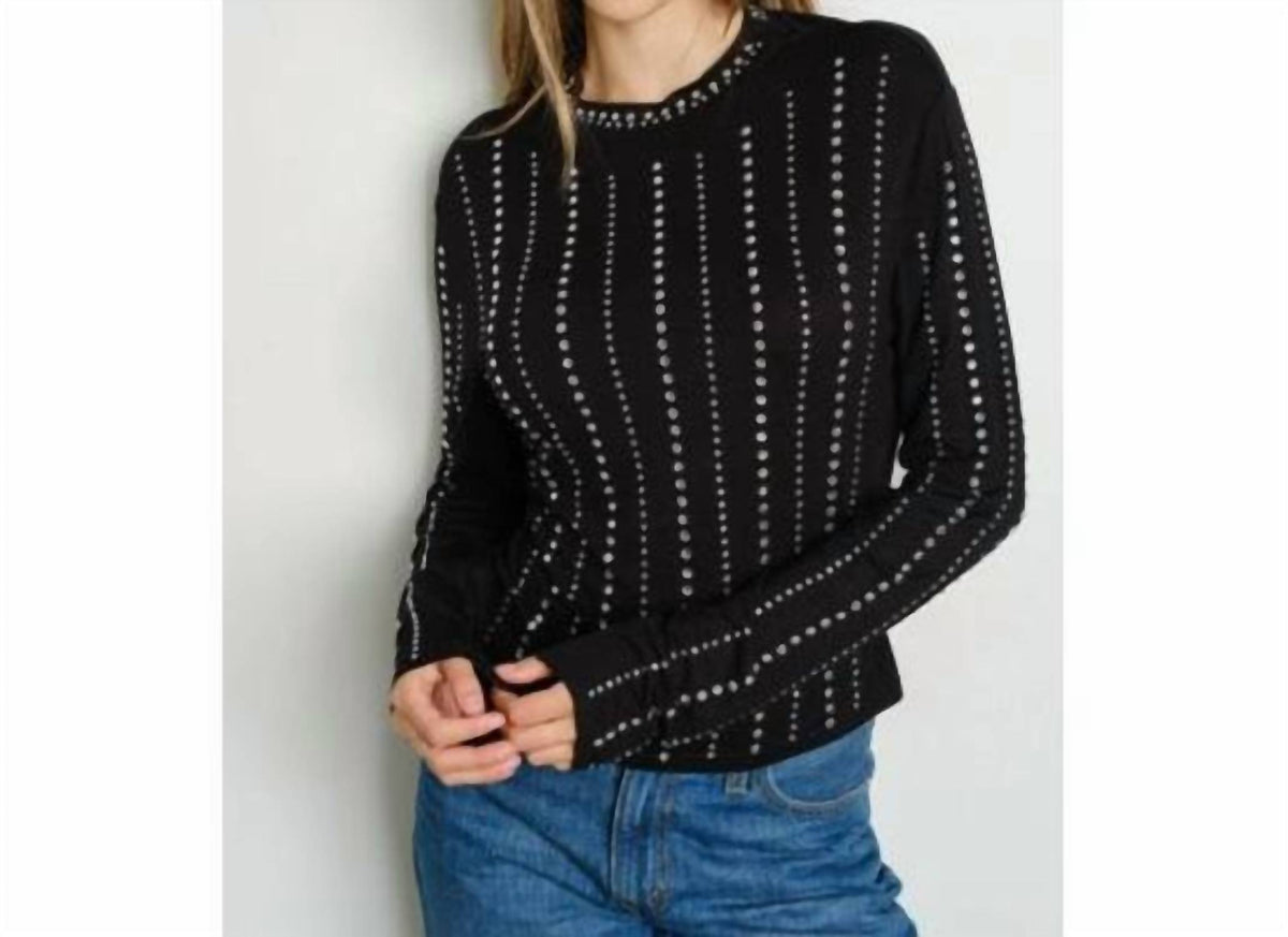 Kiwi - Embellished Mock Neck Long Sleeve Top
