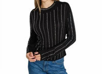Kiwi - Embellished Mock Neck Long Sleeve Top