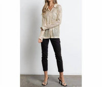 Kiwi - Sequin Button Down Shirt With Chest Pocket