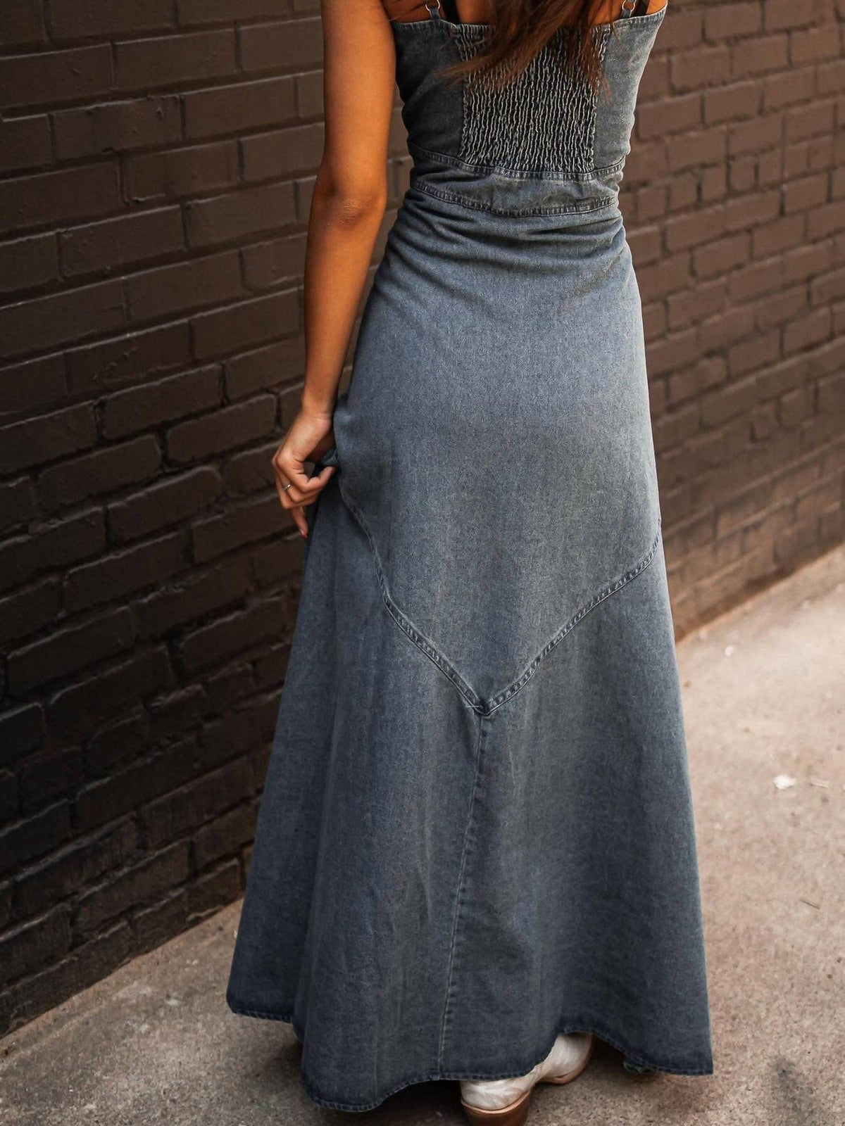 Kk Bloom - Button-Front Denim Maxi Dress