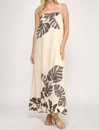 Kld - Long Leaf Print Dress