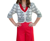 Kld - Printed Crop Knit Cardigan