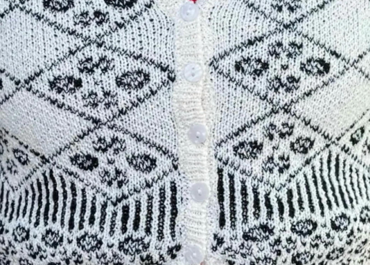 Kld - Printed Crop Knit Cardigan