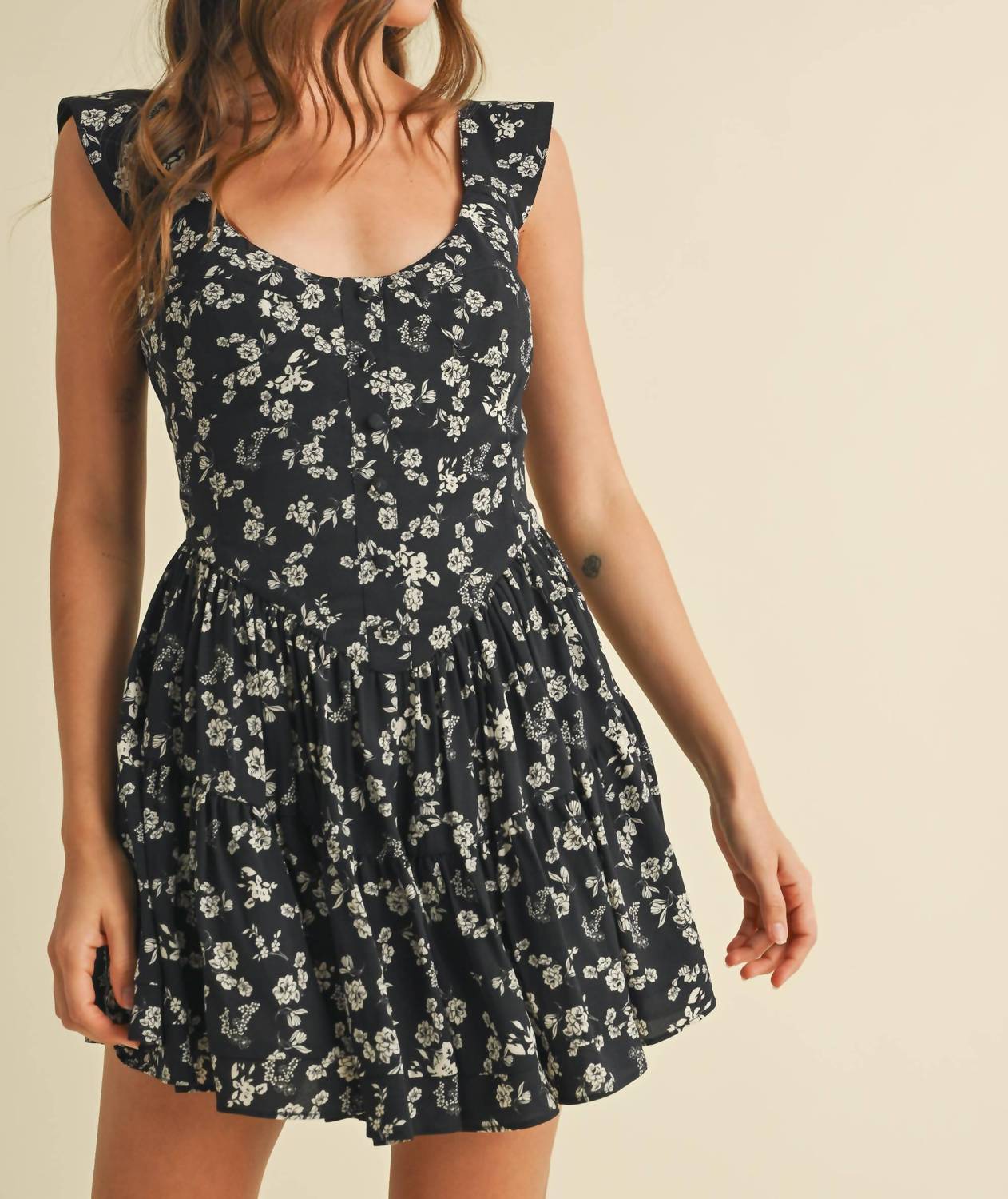 Klesis - Kara Floral Print Flared Romper - black - clothing - floral