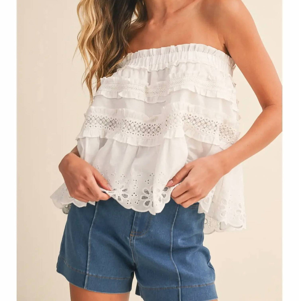 Klesis - Mara Strapless Ruffle Top
