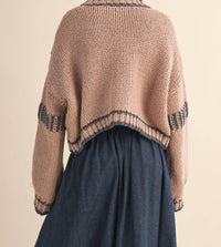 Klesis - Patterned Cropped Sweater Cardigan