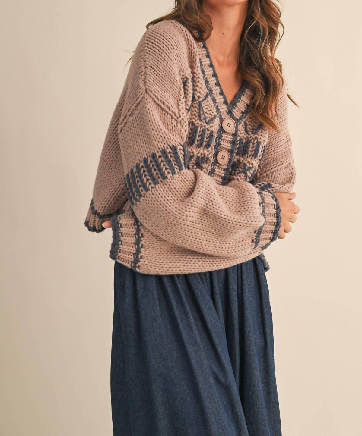 Klesis - Patterned Cropped Sweater Cardigan