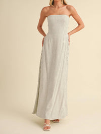 Klesis - Striped Long Back Tie Strapless Maxi Dress