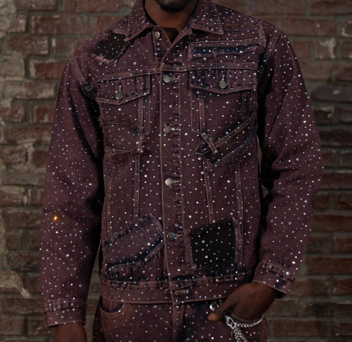 Knotwtr - Unisex Rhinestone Denim Jacket