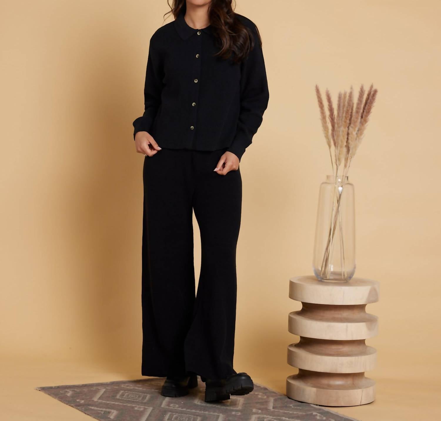 Known Supply - Helena Sweater Pants - black - clothing - cotton