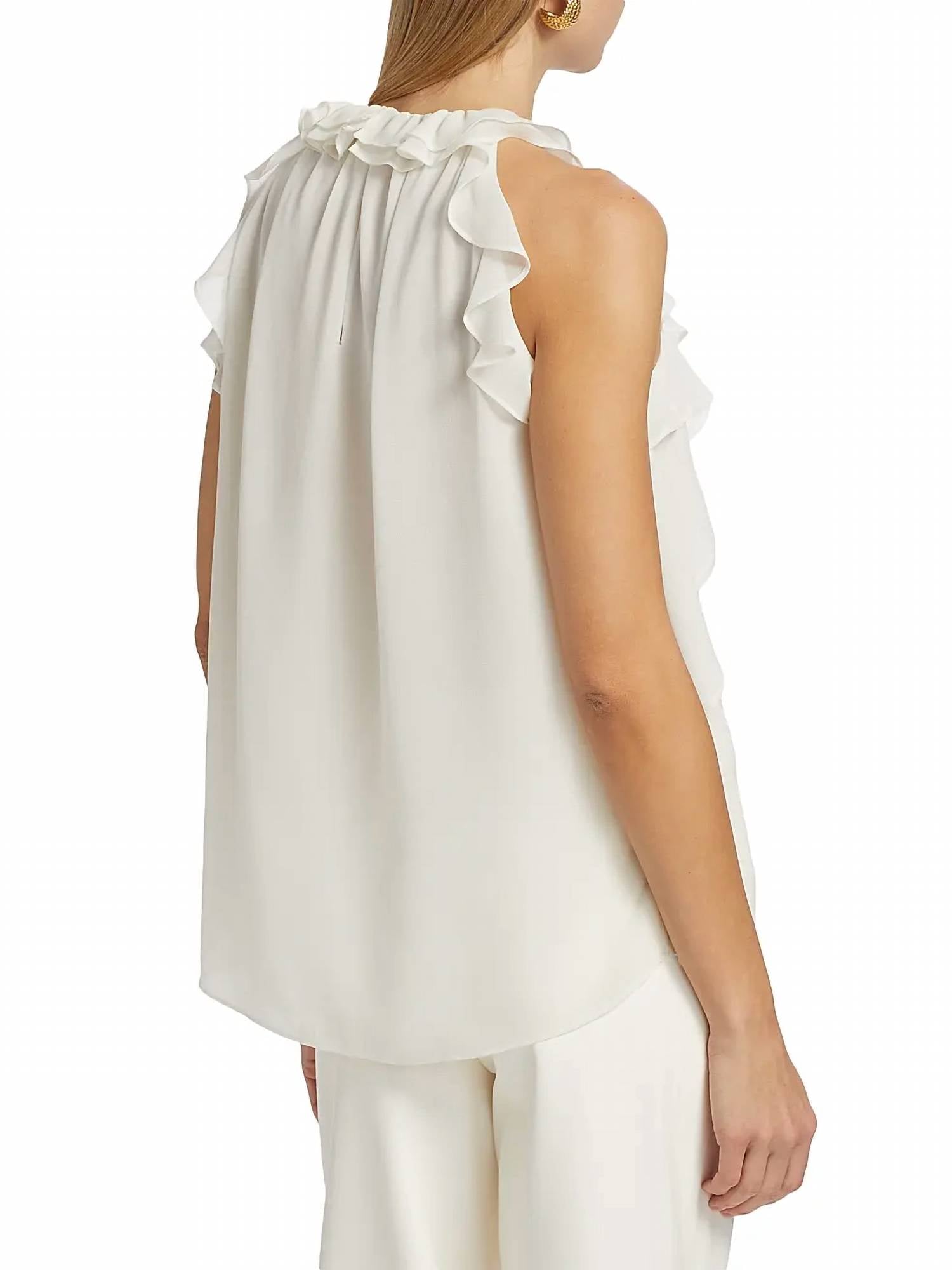 Kobi Halperin - Bristol Ruffle Chiffon Sleeveless Blouse - blouses - clothing - polyester