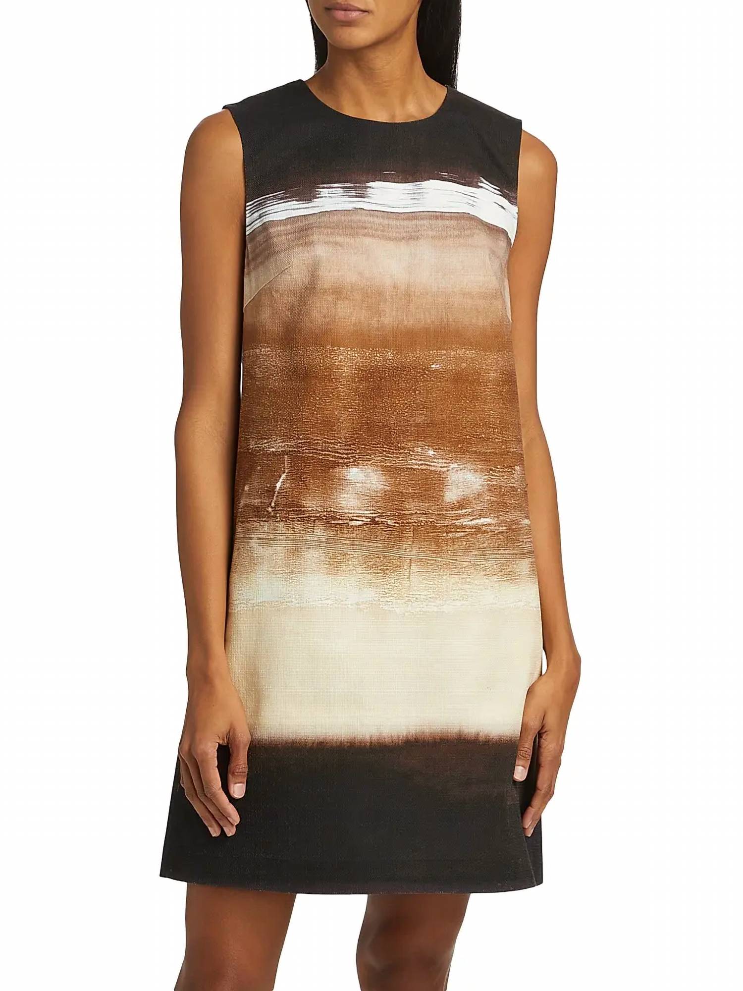 Kobi Halperin - Jo Ombre Stretch Cotton Crewneck Mini Dress - brown - clothing - cotton - blend
