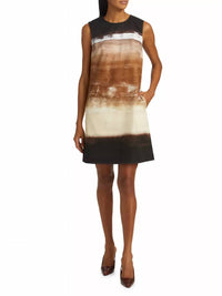 Kobi Halperin - Jo Ombre Stretch Cotton Crewneck Mini Dress - brown - clothing - cotton - blend