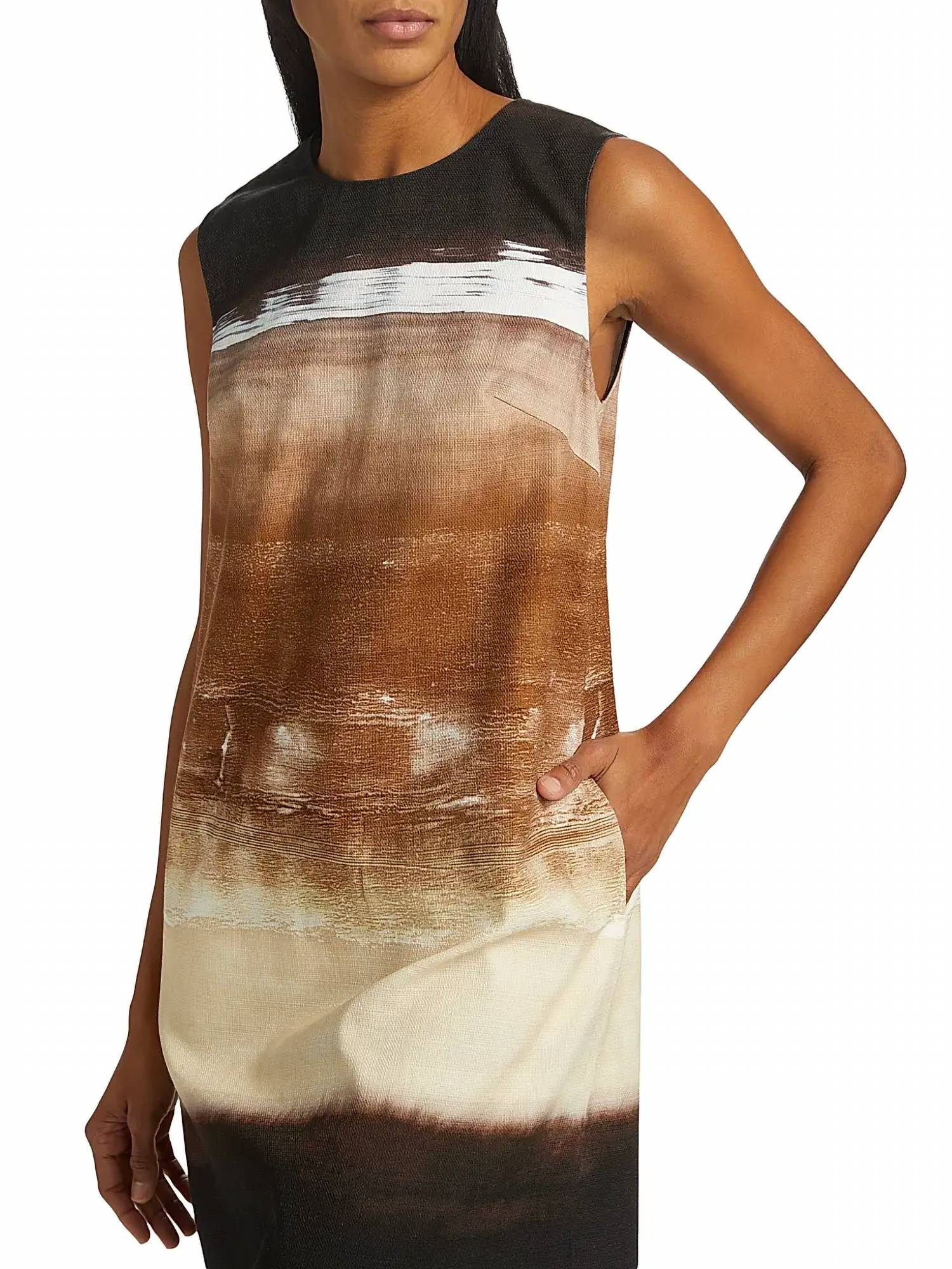 Kobi Halperin - Jo Ombre Stretch Cotton Crewneck Mini Dress - brown - clothing - cotton - blend
