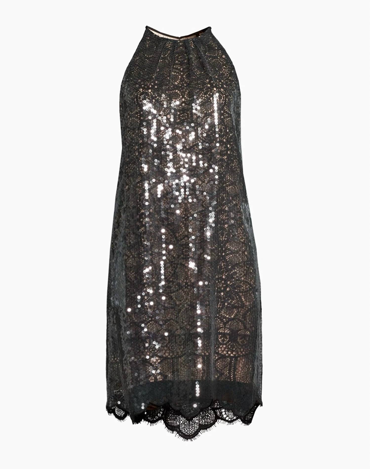 Kobi Halperin - Maya Asymmetrical Sequin Cocktail Dress - animal - asymmetrical - black