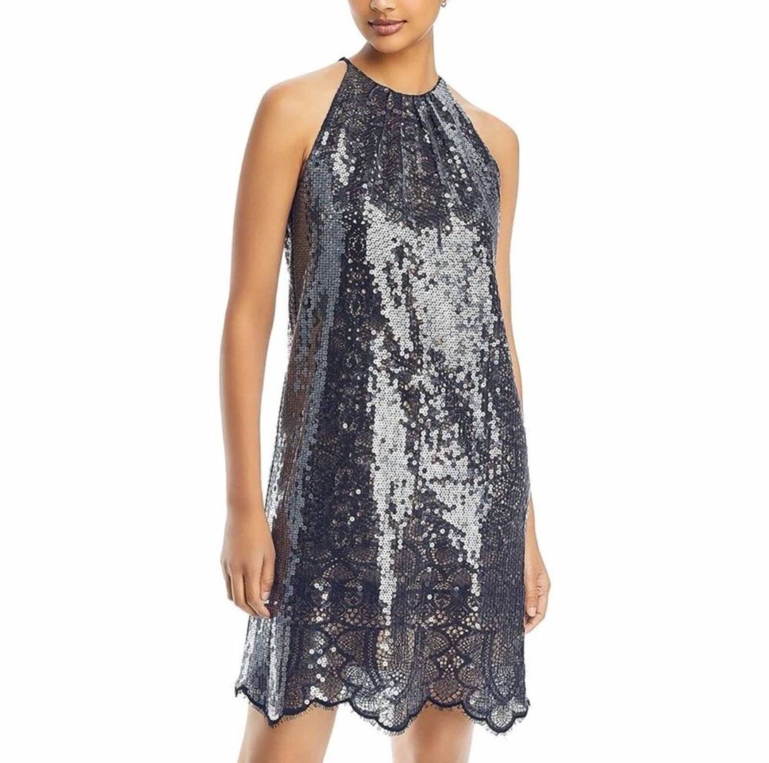Kobi Halperin - Maya Asymmetrical Sequin Cocktail Dress - animal - asymmetrical - black