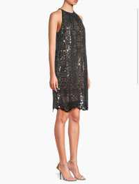 Kobi Halperin - Maya Asymmetrical Sequin Cocktail Dress - animal - asymmetrical - black