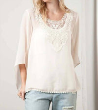 Kori - Lace Patch Scoopneck Blouse