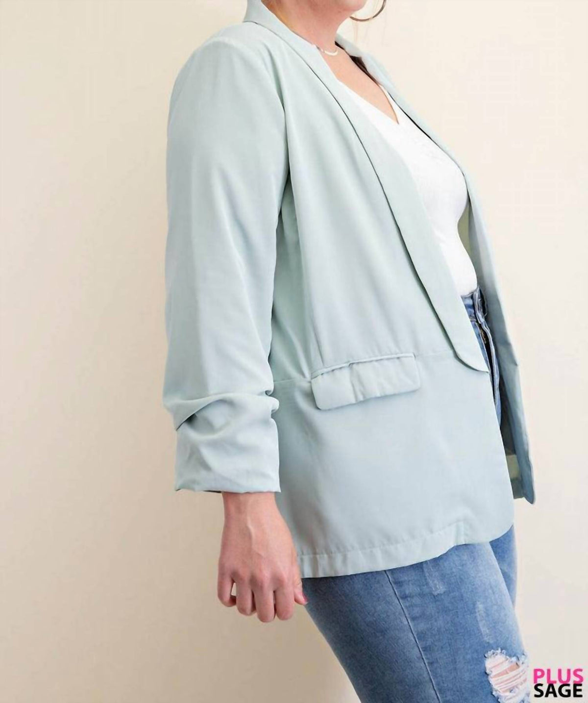 Kori - Long Sleeve Button Blazer - Plus