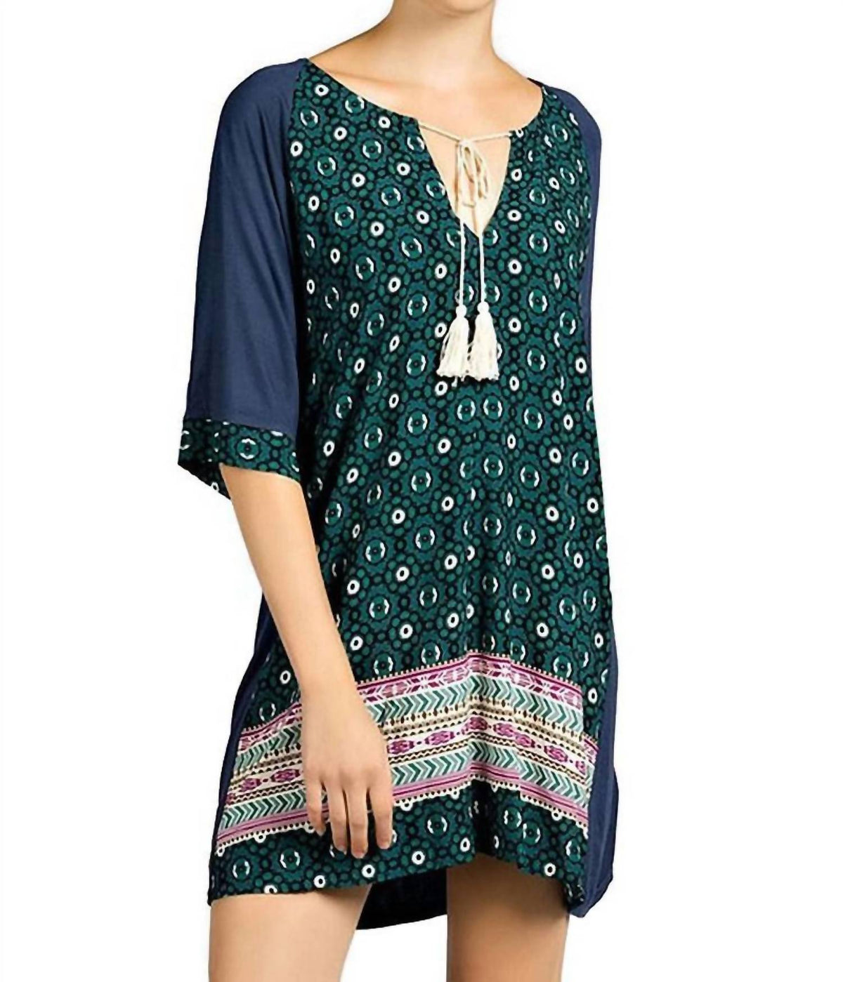Kori - Mixed Print Tassel Tie Dress