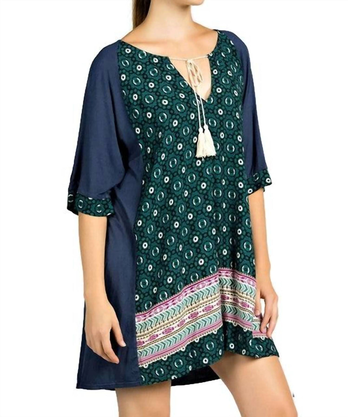 Kori - Mixed Print Tassel Tie Dress