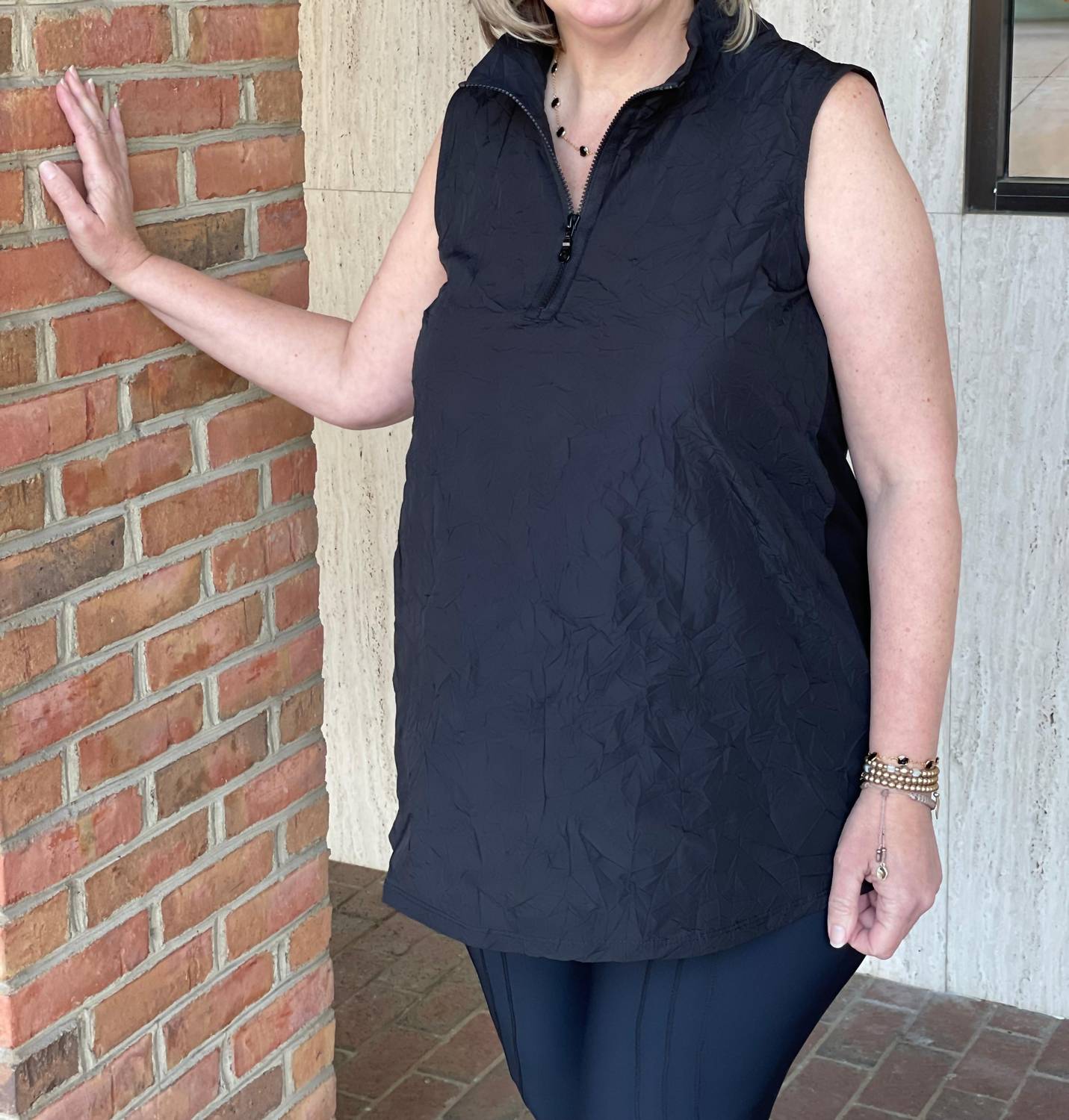 Kozan - Half - zip Sleeveles Top - black - blouses - clothing