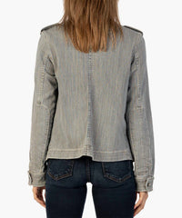 Kut From The Kloth - Amanda Boxy Hickory Denim Jacket - brown - clothing - cotton - blend