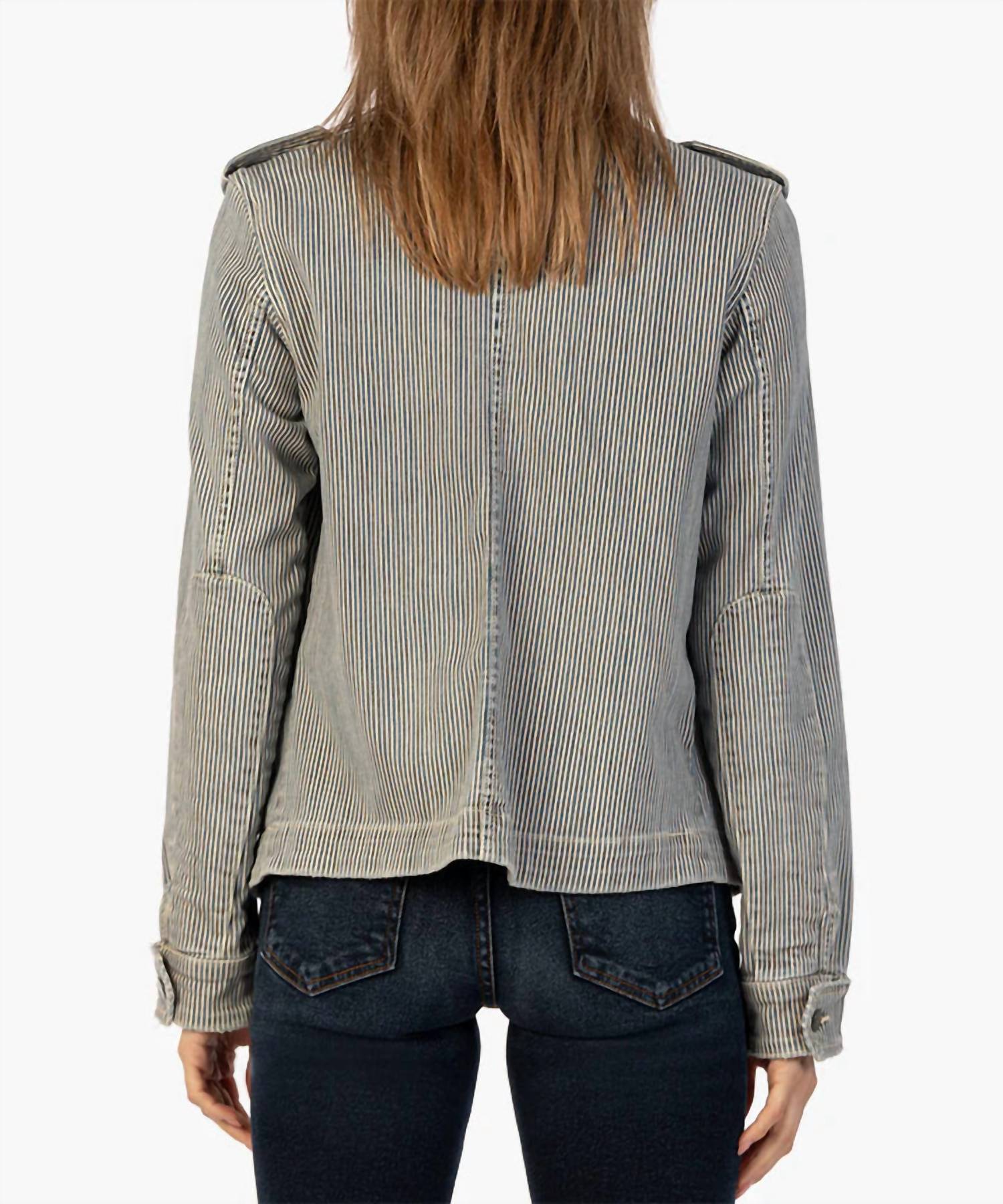 Kut From The Kloth - Amanda Boxy Hickory Denim Jacket - brown - clothing - cotton - blend