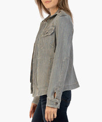 Kut From The Kloth - Amanda Boxy Hickory Denim Jacket - brown - clothing - cotton - blend