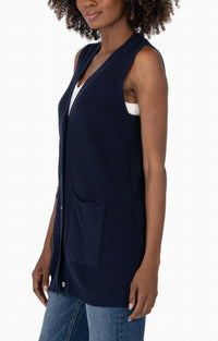 Kut From The Kloth - Avalon Cardigan Sweater Vest - blue - clothing - jackets