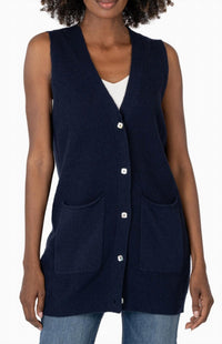 Kut From The Kloth - Avalon Cardigan Sweater Vest - blue - clothing - jackets