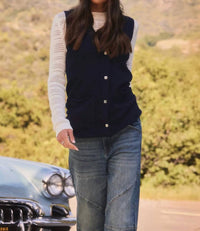 Kut From The Kloth - Avalon Cardigan Sweater Vest - blue - clothing - jackets
