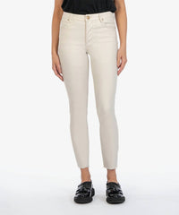 Kut From The Kloth - Charlize Coated High Rise Cigarette Leg Jeans - beige - clothing - cotton - blend