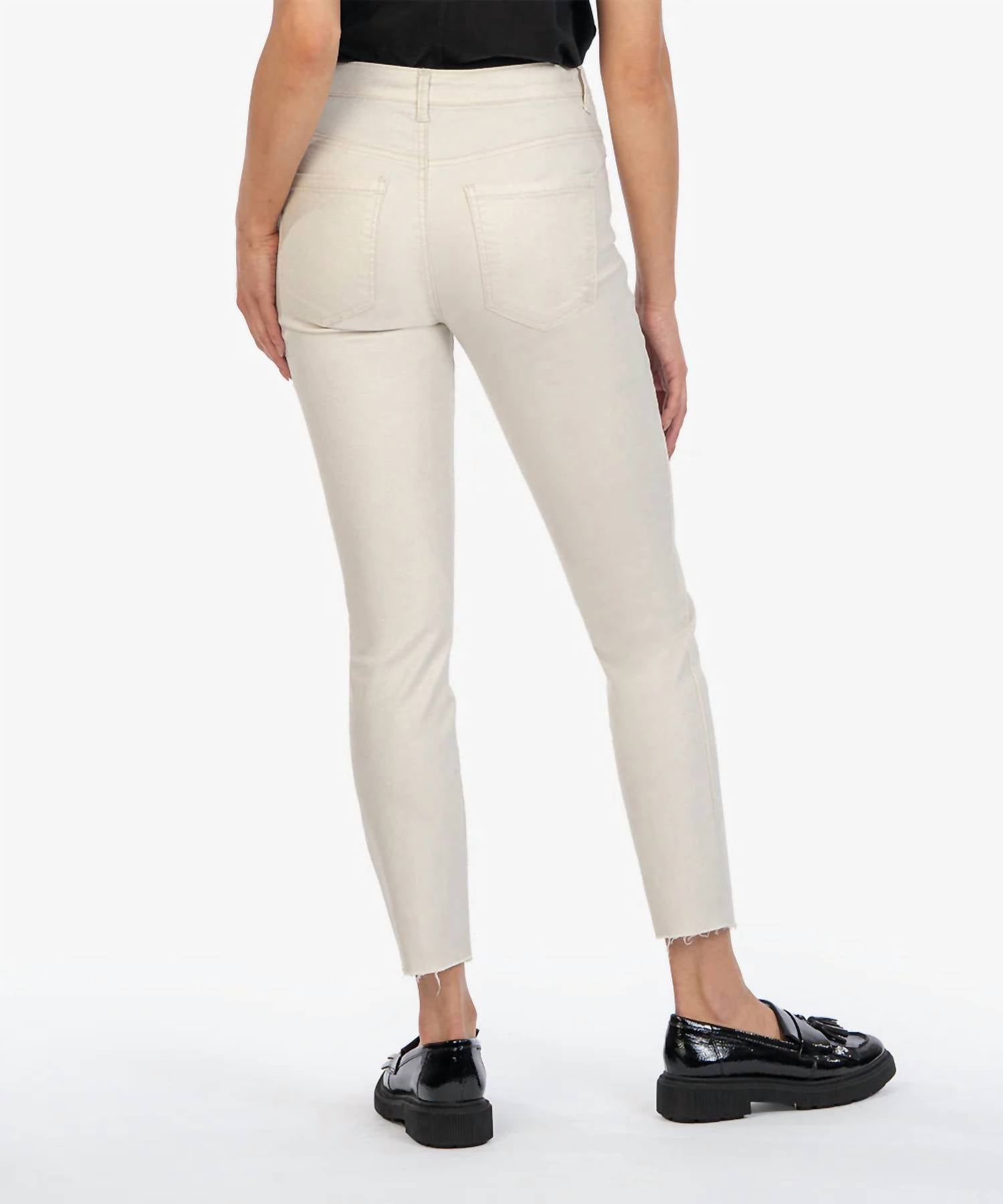Kut From The Kloth - Charlize Coated High Rise Cigarette Leg Jeans - beige - clothing - cotton - blend