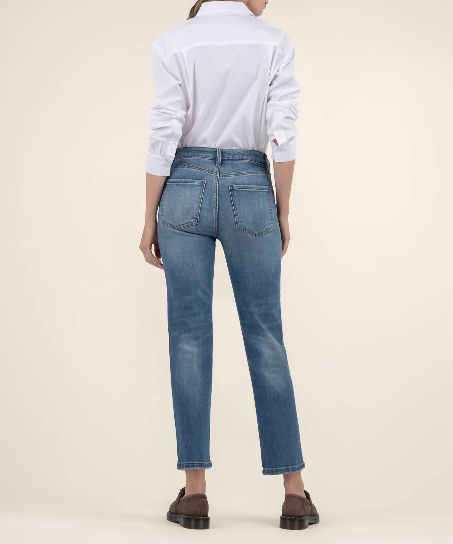 Kut From The Kloth - Elizabeth High Rise Straight Leg With Front Inset Pockets - blue - clothing - cotton - blend
