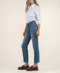 Kut From The Kloth - Elizabeth High Rise Straight Leg With Front Inset Pockets - blue - clothing - cotton - blend