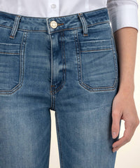 Kut From The Kloth - Elizabeth High Rise Straight Leg With Front Inset Pockets - blue - clothing - cotton - blend