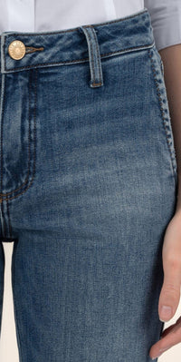 Kut From The Kloth - Kelsey Ankle Slash Pocket Flare Jeans - blue - clothing - cotton - blend