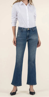 Kut From The Kloth - Kelsey Ankle Slash Pocket Flare Jeans - blue - clothing - cotton - blend
