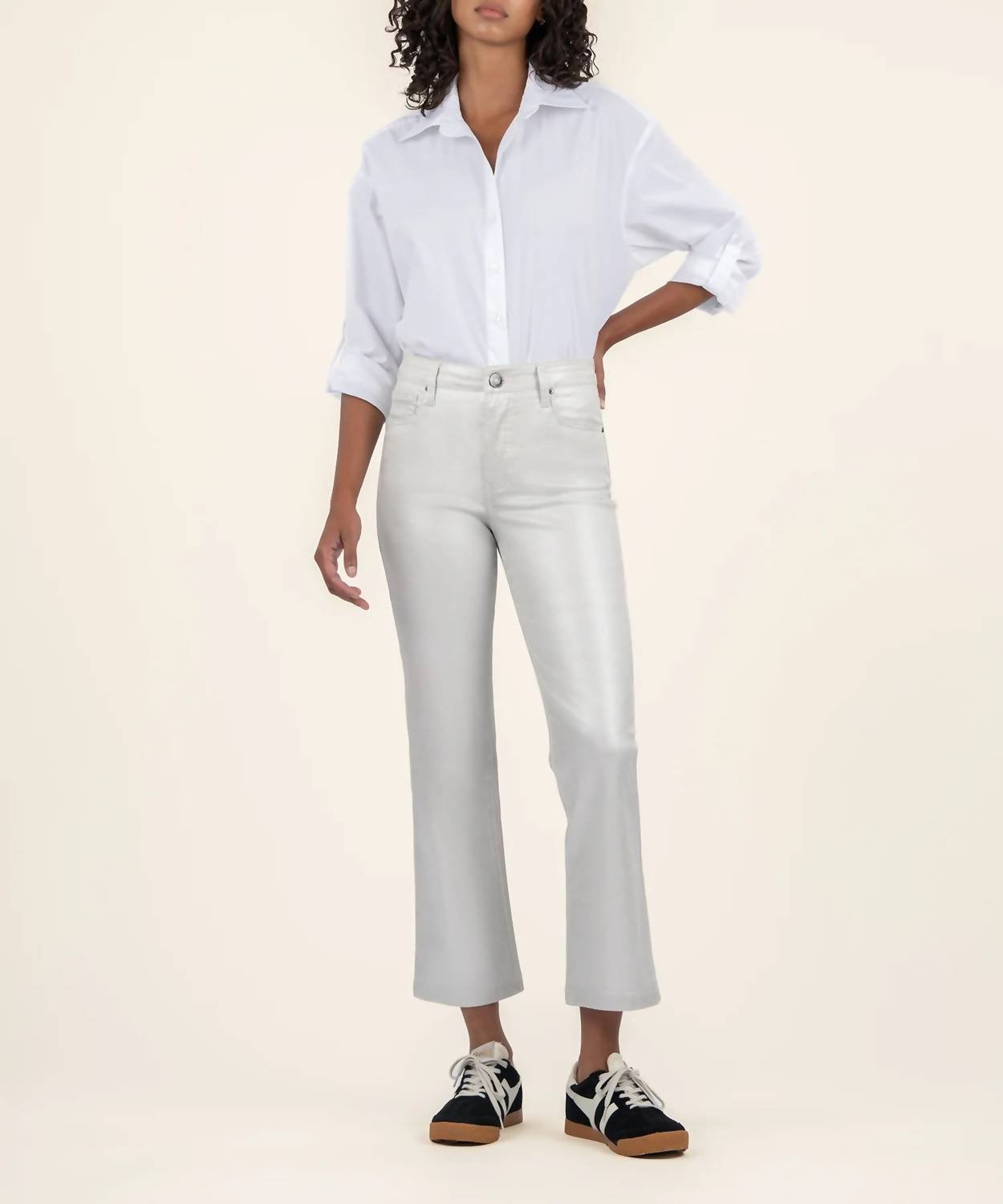 Kut From The Kloth - Kelsey Coated High Rise Fab Ab Ankle Flare Jeans - ankle - clothing - cotton - blend