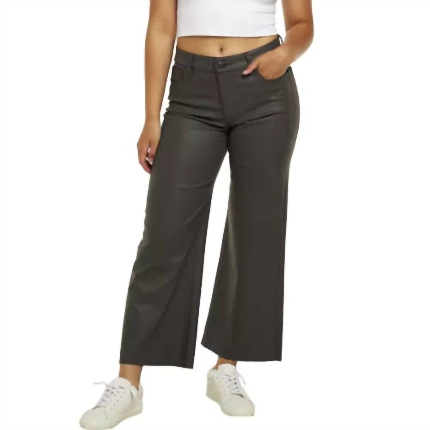 Kut From The Kloth - Meg Coated High Rise Fab Ab Ankle Wide Leg Jeans - ankle - clothing - cotton - blend