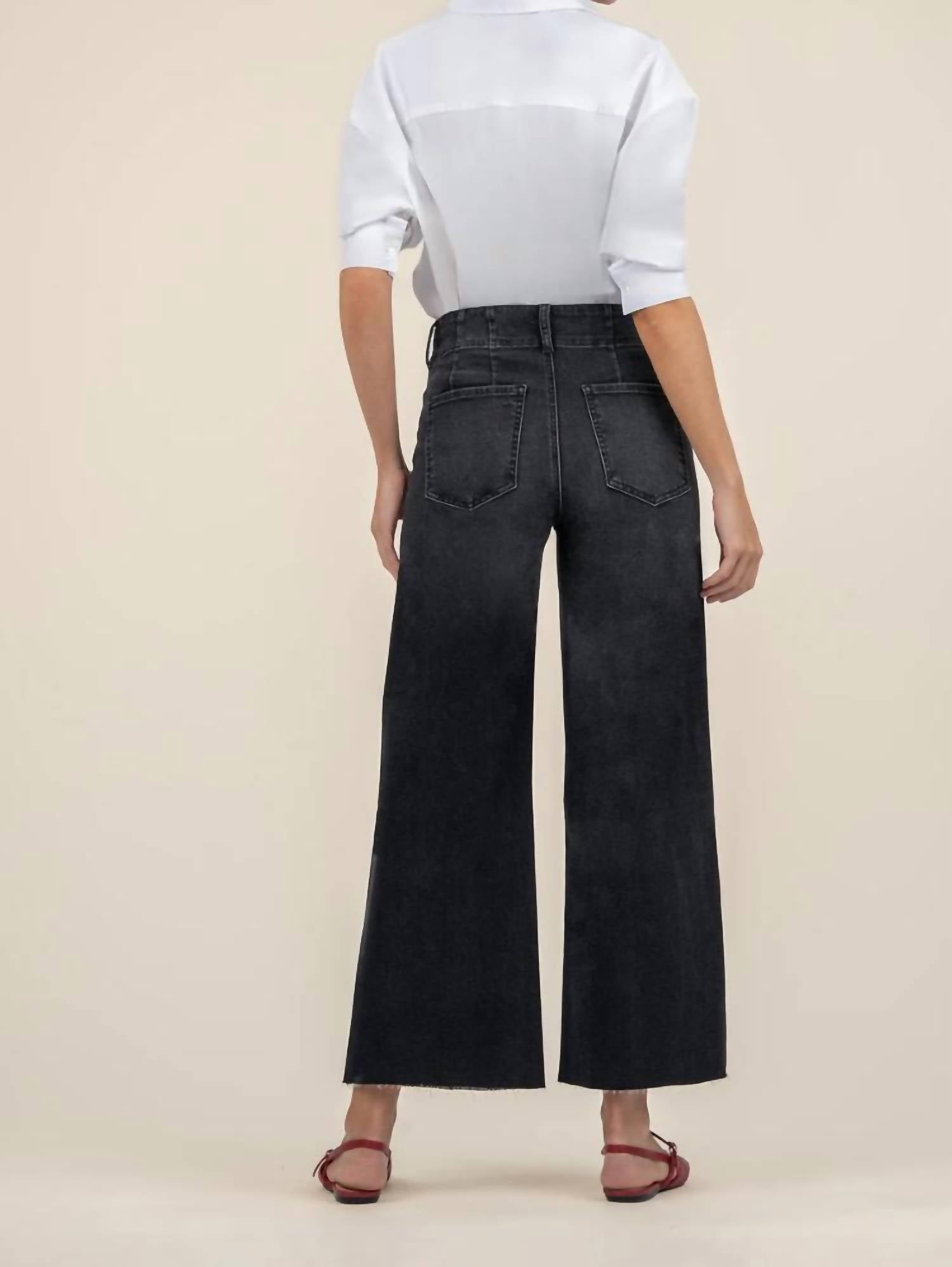 Kut From The Kloth - Meg High Rise Wide Leg Jean - black - clothing - cotton - blend