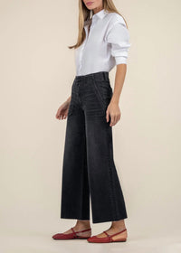 Kut From The Kloth - Meg High Rise Wide Leg Jean - black - clothing - cotton - blend