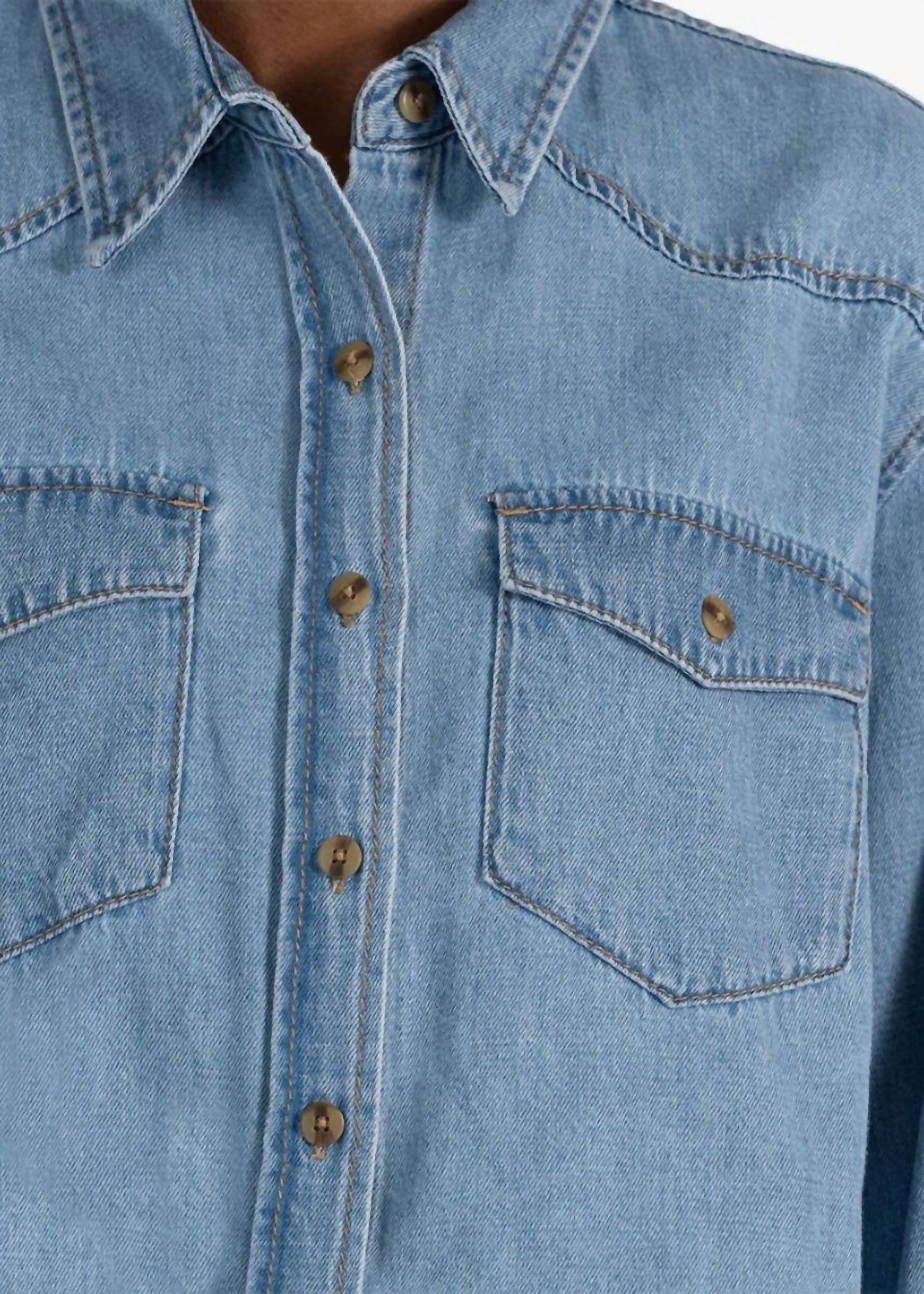 Kut From The Kloth - Mika Button Down Long Sleeve Shirt - blue - button - down - shirts - clothing