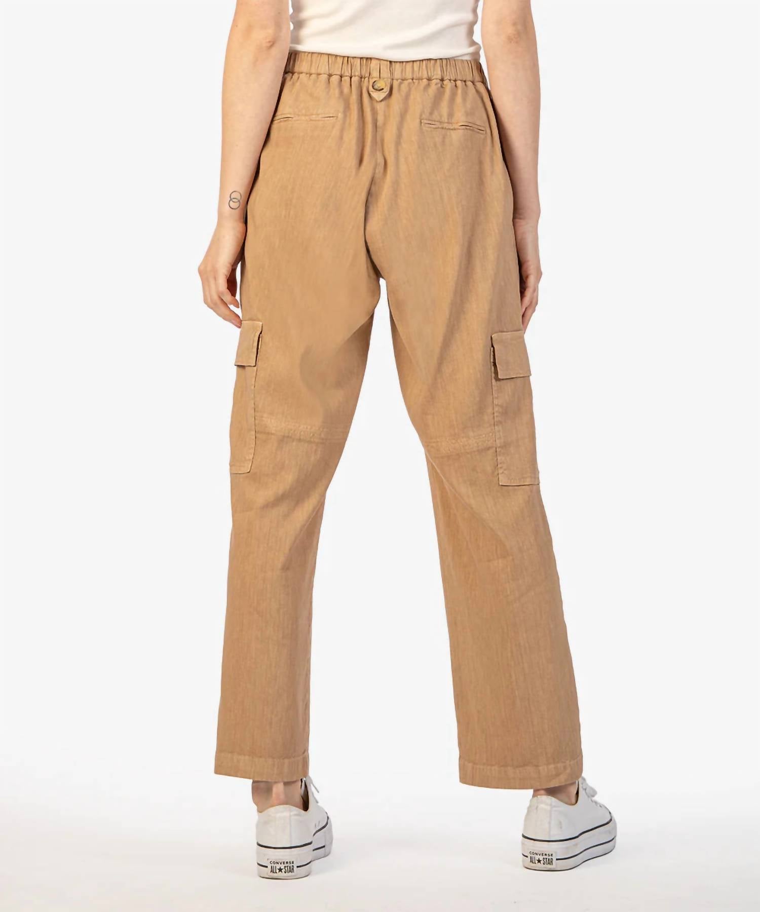 Kut From The Kloth - Sienna Linen Cargo Drawstring Pants - brown - clothing - linen - blend