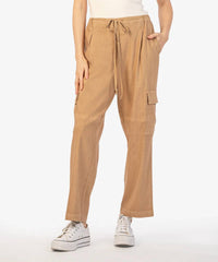 Kut From The Kloth - Sienna Linen Cargo Drawstring Pants - brown - clothing - linen - blend