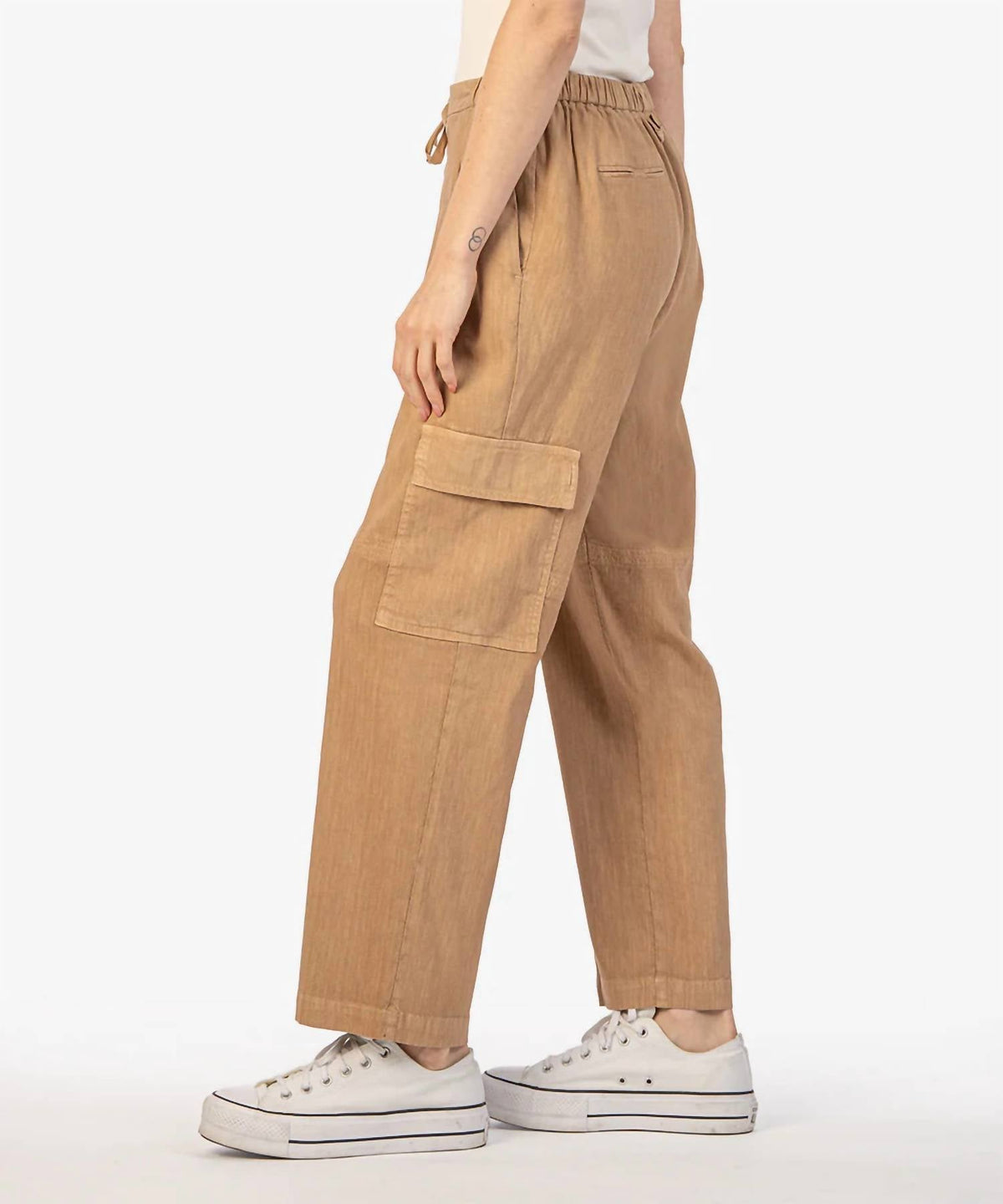 Kut From The Kloth - Sienna Linen Cargo Drawstring Pants - brown - clothing - linen - blend