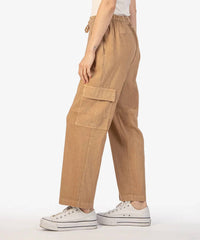 Kut From The Kloth - Sienna Linen Cargo Drawstring Pants - brown - clothing - linen - blend