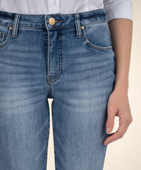 Kut From The Kloth - Stella High Rise Flare Released Hem Jeans - blue - clothing - cotton - blend
