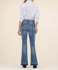 Kut From The Kloth - Stella High Rise Flare Released Hem Jeans - blue - clothing - cotton - blend